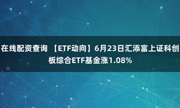 在线配资查询 【ETF动向】6月23日汇添富上证科创板综合ETF基金涨1.08%