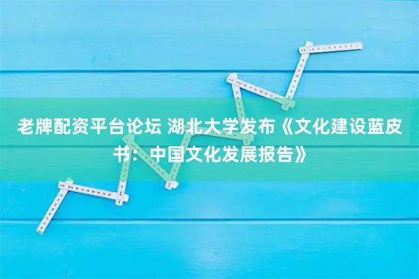 老牌配资平台论坛 湖北大学发布《文化建设蓝皮书：中国文化发展报告》