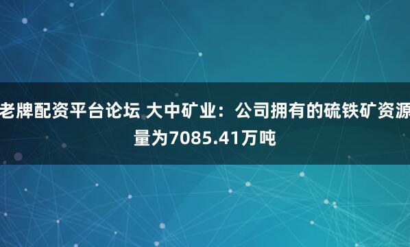 老牌配资平台论坛 大中矿业：公司拥有的硫铁矿资源量为7085.41万吨